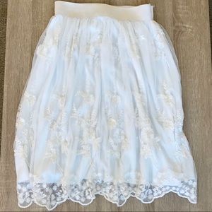 Mid-length White Lace Skirt | Mikarose XS